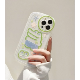 Fun cartoon crocodile suitable for iPhone 13 promax transparent 14 Apple 15 phone case 1  1. Silicone XL sleeve XS