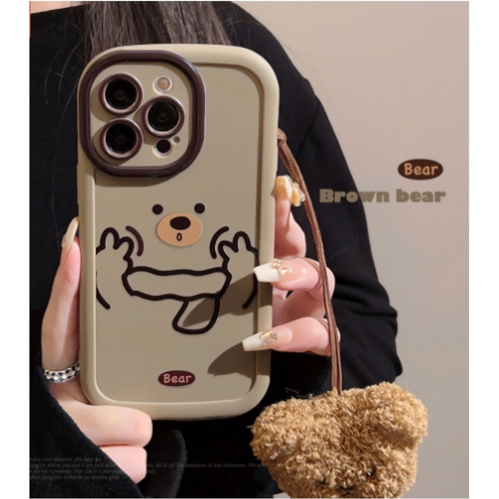 Minimalist ins teddy bear emoji apple 15 phone case iPhone 14 strap 11 suitable for 13 Pro  Max Han Feng 12