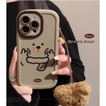Minimalist ins teddy bear emoji apple 15 phone case iPhone 14 strap 11 suitable for 13 Pro  Max Han Feng 12