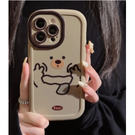 Minimalist ins teddy bear emoji apple 15 phone case iPhone 14 strap 11 suitable for 13 Pro  Max Han Feng 12