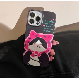 Oil Painting Cat Suitable for iPhone 15, Apple 13 Phone Case 14, Promax Film XR Sweet  Cool Cartoon 11 Hard 12