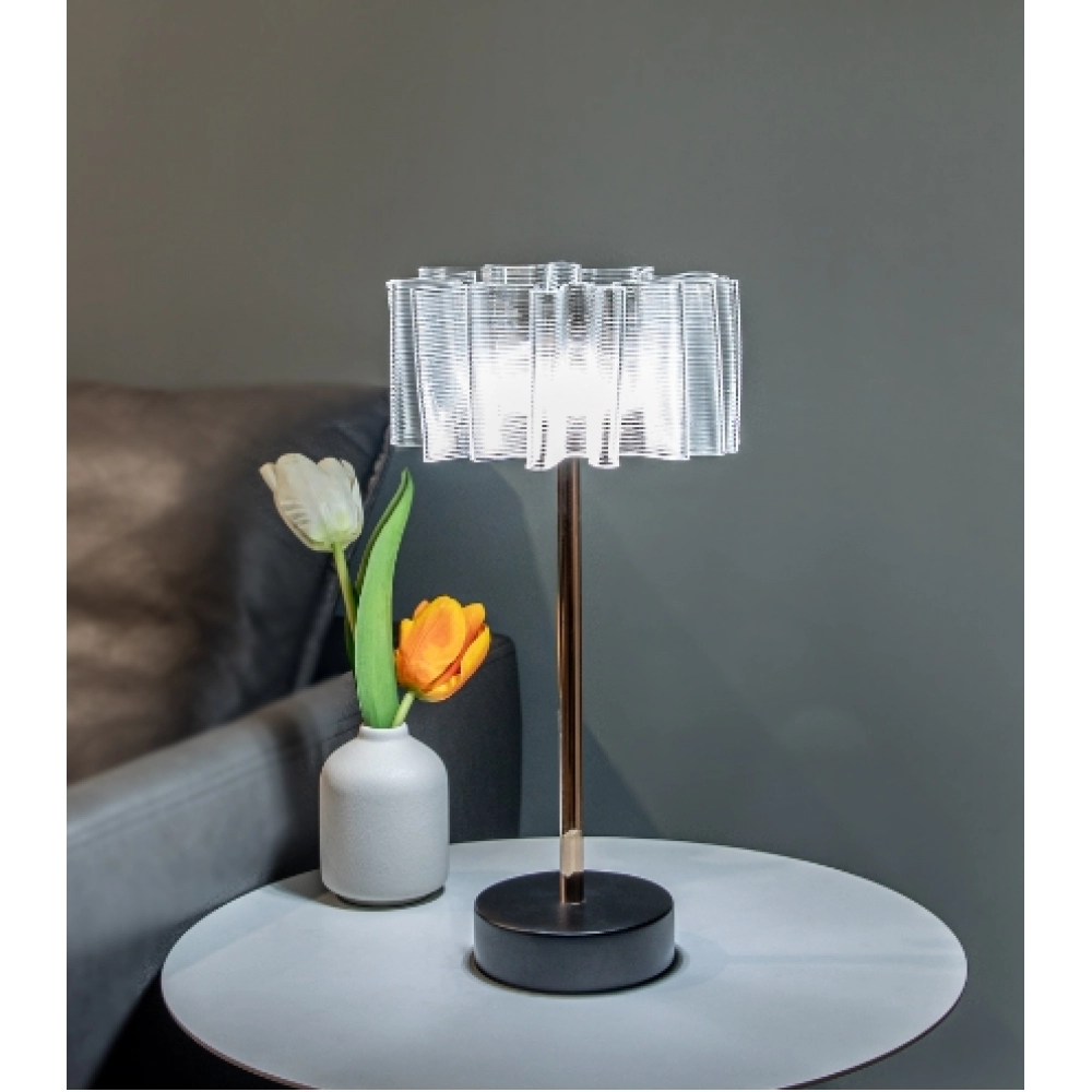 New pleated all aluminum rechargeable desk lamp, bedroom, bedside lamp, restaurant, hotel atmosphere decoration  Table lamp ornaments
