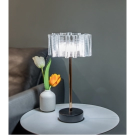 New pleated all aluminum rechargeable desk lamp, bedroom, bedside lamp, restaurant, hotel atmosphere decoration  Table lamp ornaments