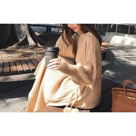 New early autumn women's clothing, autumn slimming dress, autumn and winter sweater, knitted long skirt, early autumn clothing