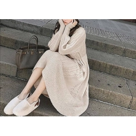 New early autumn women's clothing, autumn slimming dress, autumn and winter sweater, knitted long skirt, early autumn clothing