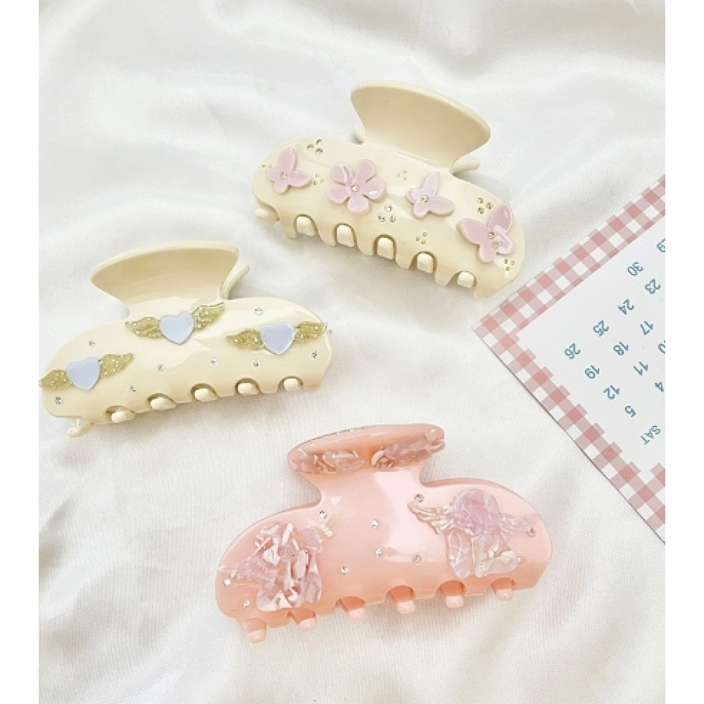 New Korean Style Acetic Acid Claw Shark Clip, European and American Christmas Hair Clip, Fashionable Pan Hair with Diamonds  Brain spoon hair accessories