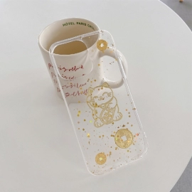 Suitable for iPhone 15 Pro Zhaocaimao phone case iPhone 14 Promax transparent 13 gold foil 12 soft case